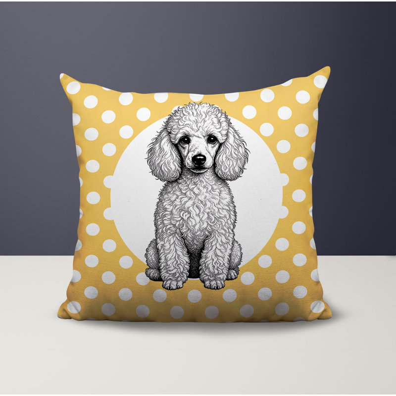 Coussin réversible intérieur / extérieur Poodle Dog, 16 x 16, Jaune