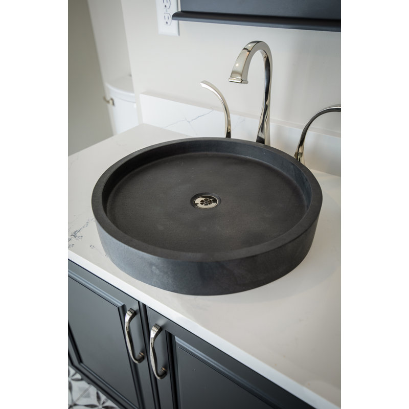 Lavabo de salle de bain vasque circulaire Low Stone, Noir sablé