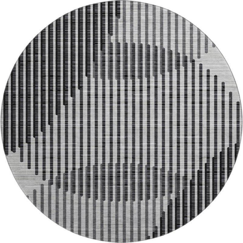 Premium Machine Washable Corum AMF1001 Circles Rug, Round 8'