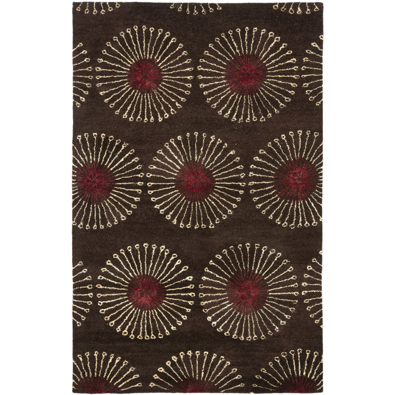 Tapis brun / brun clair en laine touffeté à la main Avayah, Rectangle 7 pi 6 po x 9 pi 6 po