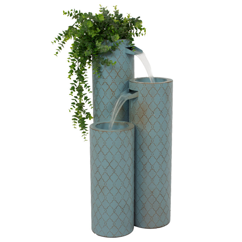 Moroccan Trellis 3-Column Zinc Outdoor Fountain
