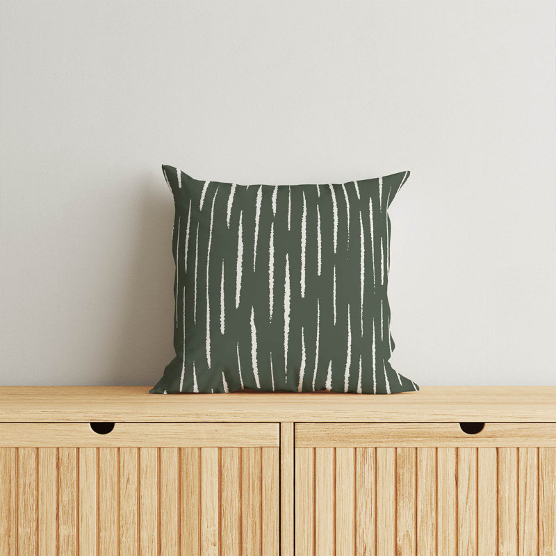 Coussin décoratif Lak, H 18 po x l 18 po, Chimichurri / rayé vert