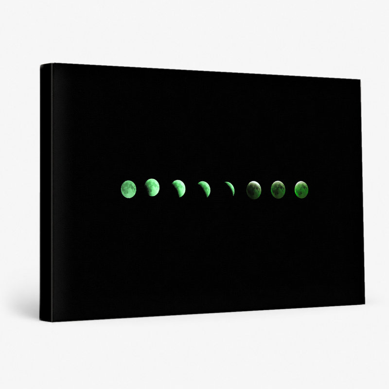 Green Moon Phases - Art mural sur toile paysage, 20" W x 16" H