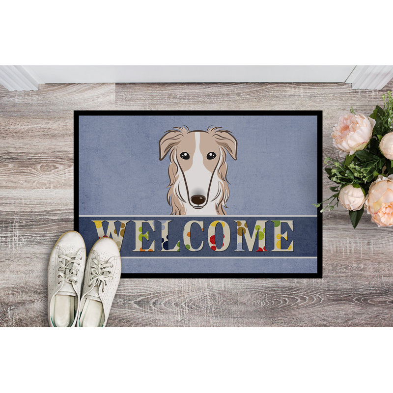 Tapis de porte pour l’extérieur antidérapant barzoï welcome, Rectangle 2 pi x 3 pi