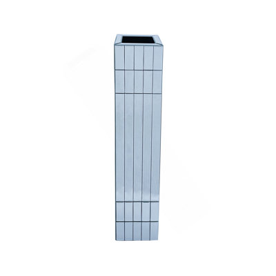 Grand vase de plancher à miroir de 29,92 po (76 cm) pour décoration intérieure Grand vase cubique en argent pour fleurs séchées