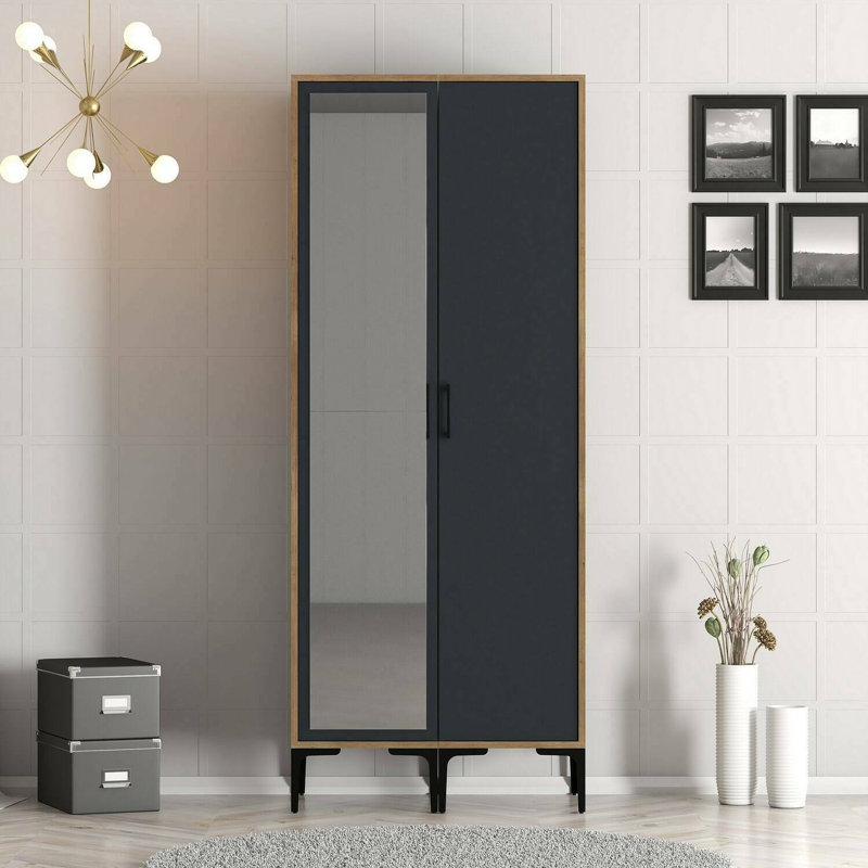 Mangume Manufactured Wood Wardrobe, Walnut/Anthracite