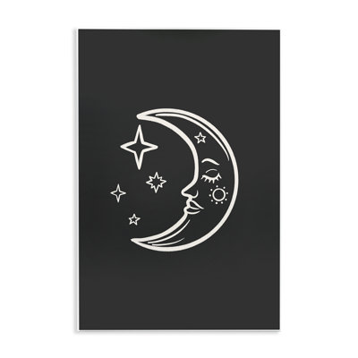 Lune et étoiles sur art mural noir par JJ Design House LLC