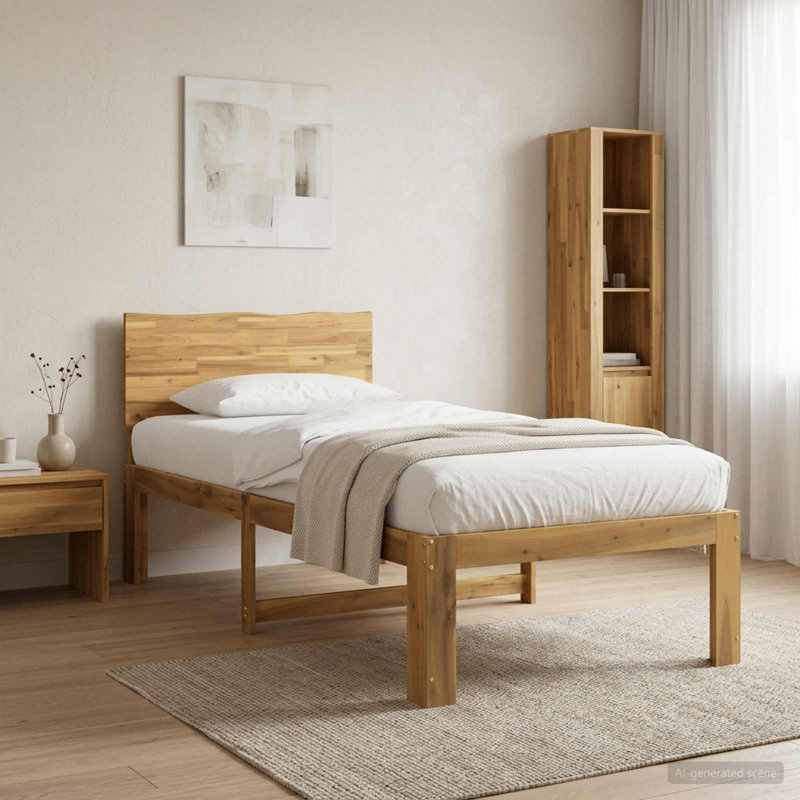 Solid Wood Bed Frame, Small Single (2'6), White