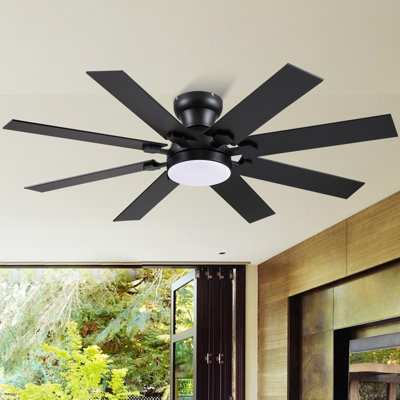 Ventilateur de plafond 52 po à 8 pales 52 lumières avec télécommande moderne 3 couleurs 6 vitesses 
