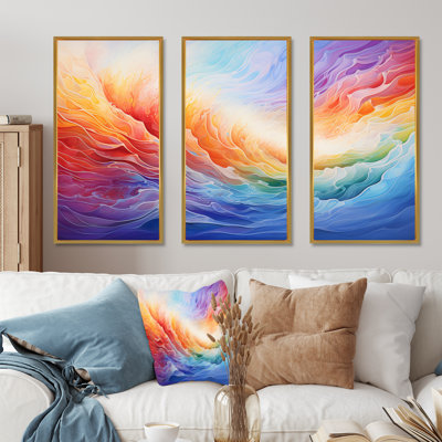 Harmony Tides en rose et mauve I - ensemble d'art mural arc-en-ciel
