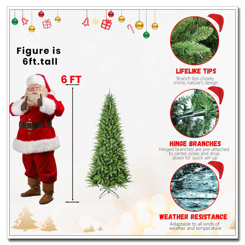 Arbre de Noël mince 7,5 pi, Non, H 7,5 pi
