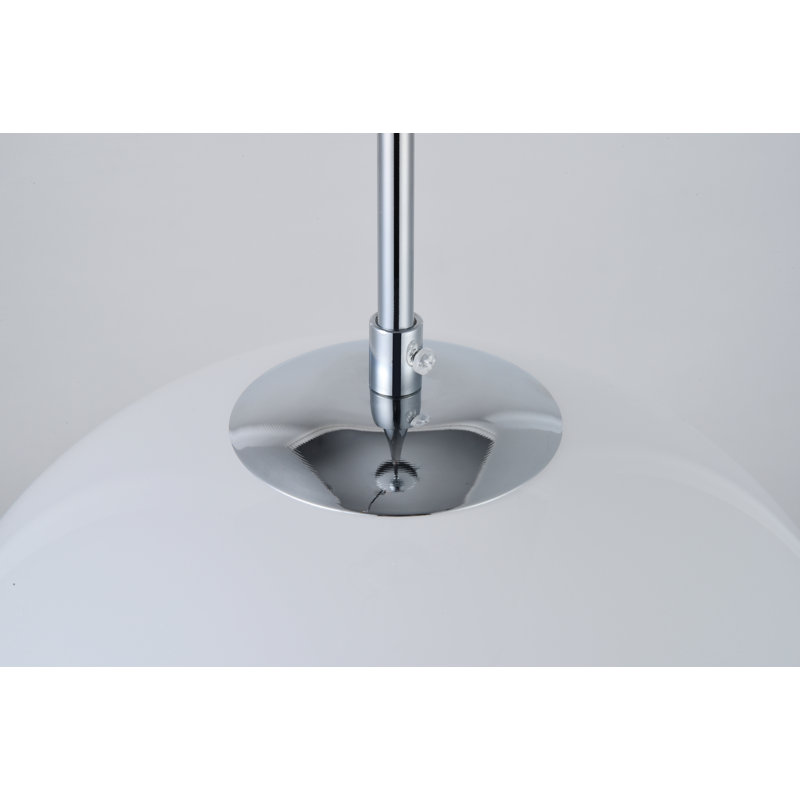 Luminaire suspendu sphérique simple à 1 lumière Snead, Chrome, Blanc givré, H 73 po x l 13,8 po x P 13,8 po