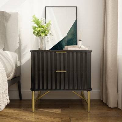 Barbeau Modern Fluted Nightstand With 2 Drawers
