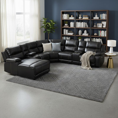 Yates 114.5" Wide Faux Leather Left Hand Facing Reclining Corner Sectional