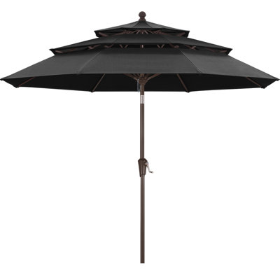 9' 3-Tier Olefin Market Umbrella with Tilt and Crank Lift