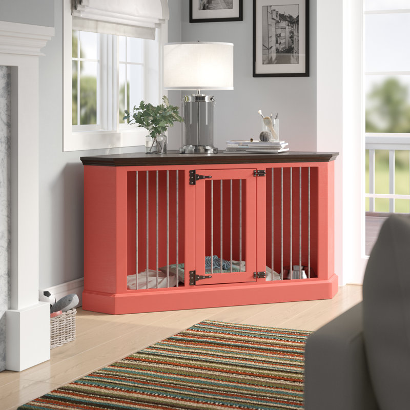 Damien Wood Furniture Style Crate with 1 Door, Concord Cherry, Persimmon Red