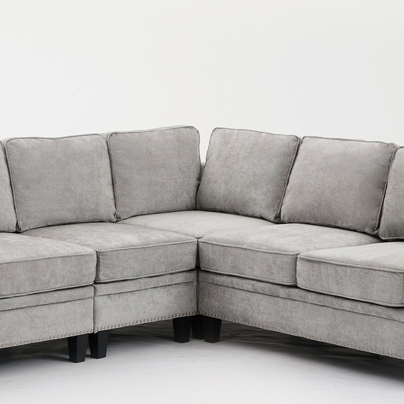 Canapé modulaire 109,5 po Rivets, Gris clair