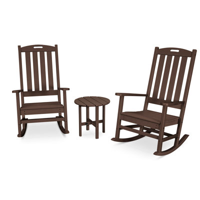 POLYWOOD Nautical 3-Piece Porch Rocking Chair Set