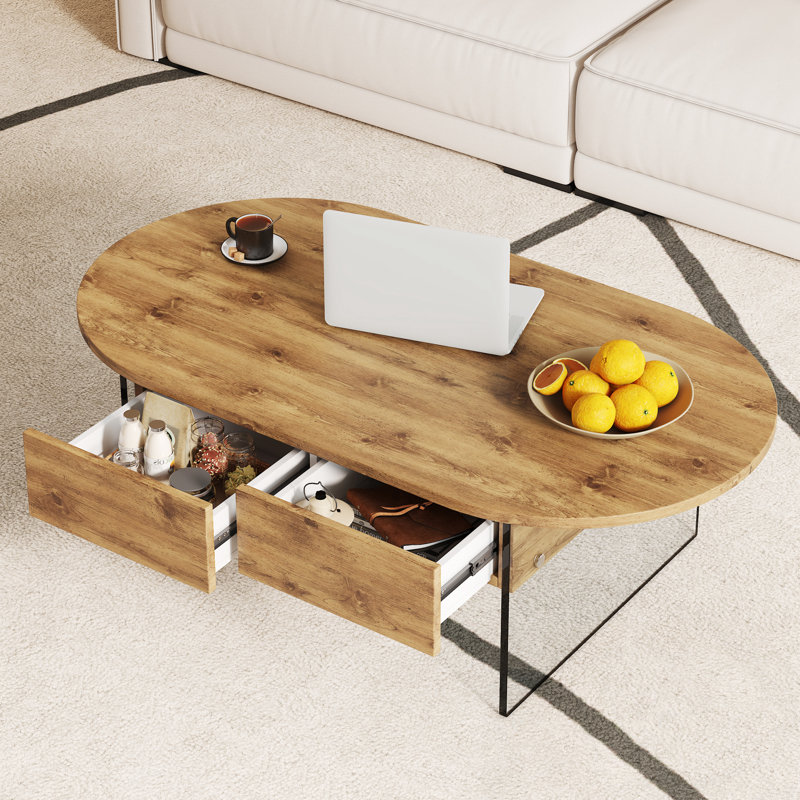 Oval Double Drawer Coffee Table