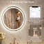 Miroir rond pour salle de bain à DEL avec horloge, température de 3 couleurs, antibuée, certifié UL, verre trempé-131146842