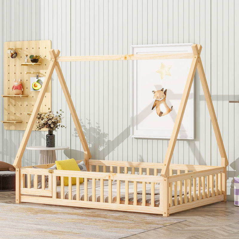 Lit plateforme standard en forme de tente Arik Kids par Harper Orchard, Naturel, Simple