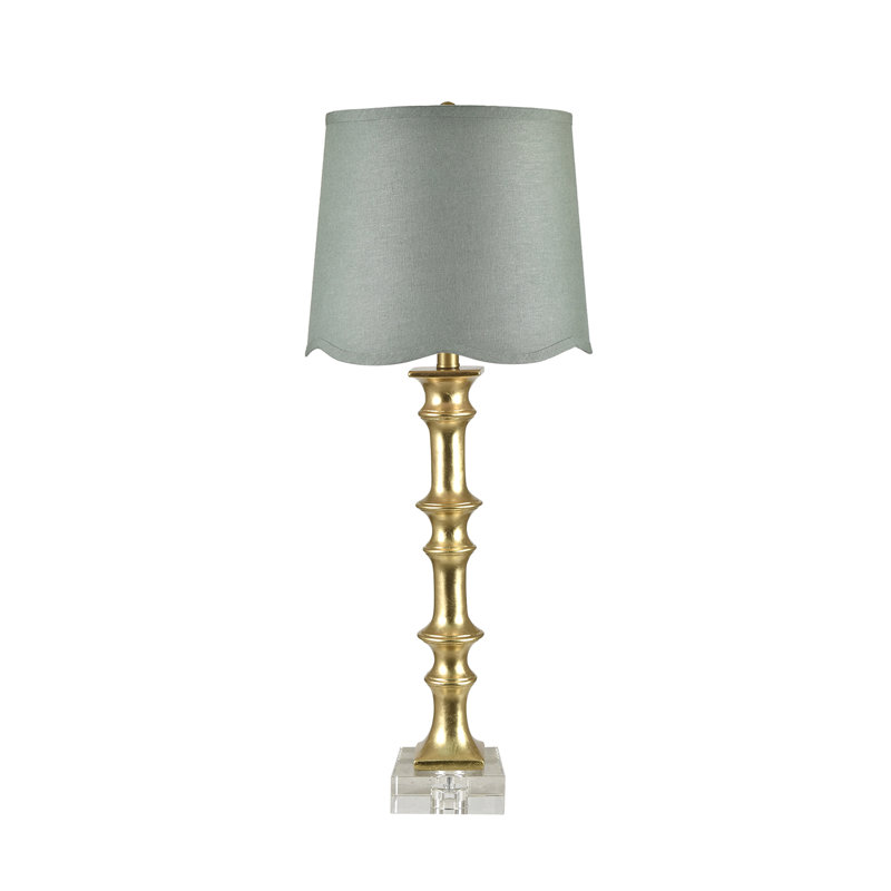 Lampe de table en cristal 31,75 "avec abat-jour vert