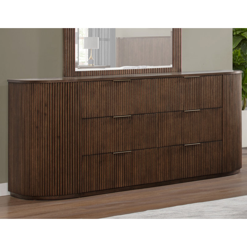 Queensbury Solid Wood Fluted Dresser, Brown