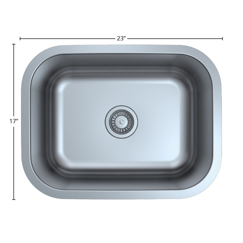 Évier de cuisine à simple cuve encastrable DAX - 23 po x 17 po - 18G - acier inoxydable - ADA