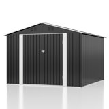 Remise de rangement extérieure en métal avec structure de cadre et portes verrouillables