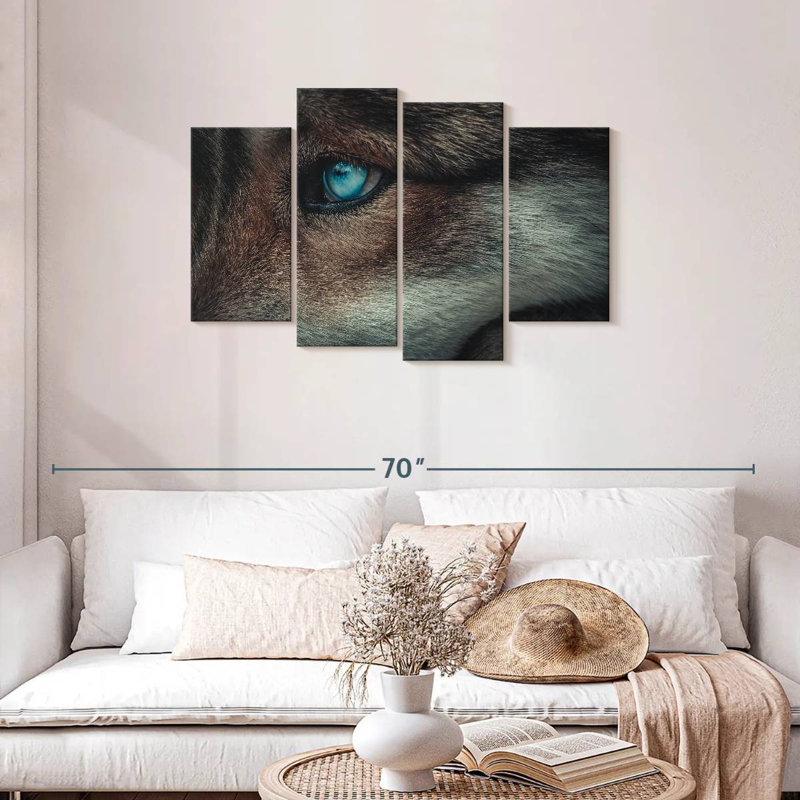 Brampt Blue Eyed Wolf, 27"H x 43"W