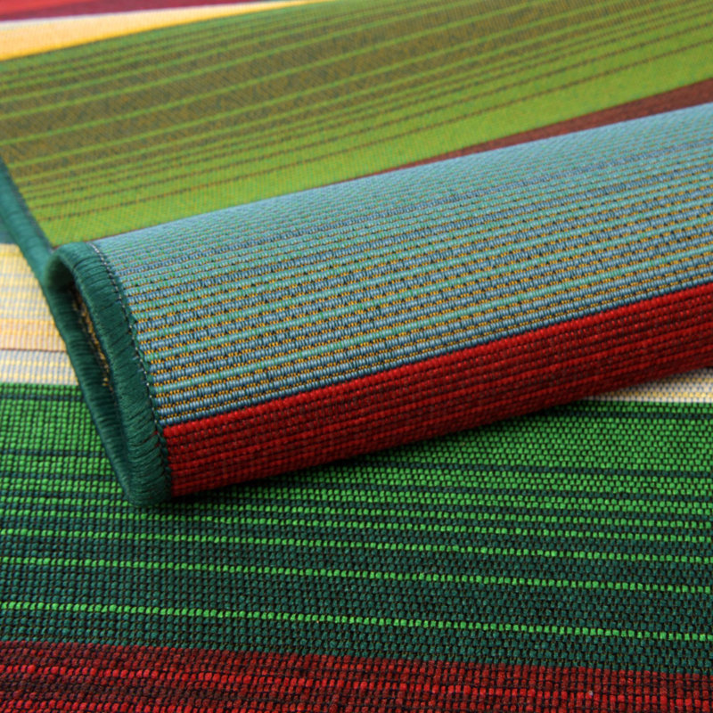 Tapis intérieur / extérieur à rayures Meliton - rouge / vert / bleu / orange, Rectangle 4pi x 6 pi