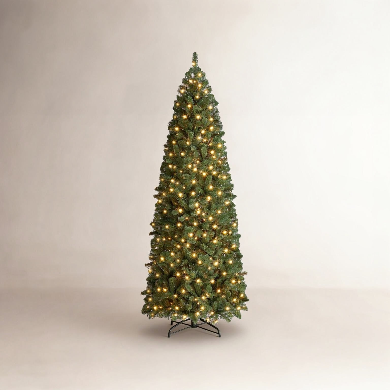Nyle Pencil Pre-Lit Spruce Christmas Tree, 7.5', Pre-Lit