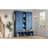 Blue Farmhouse 62.9"W Hall Tree with 6 Hooks, Bench & Shoe Cabinet