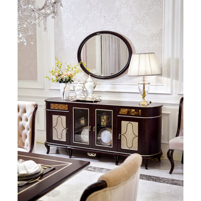 Woodway Solid Wood Buffet Table with Mirror