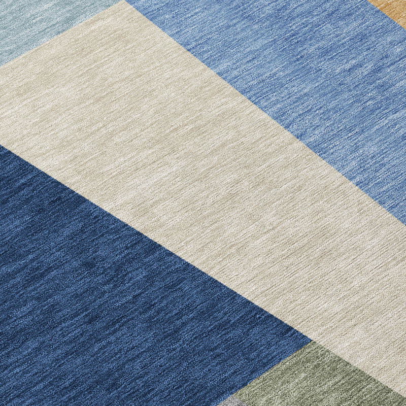 Machine Washable Indoor/Outdoor Chantille ACN2446 Geometric Rug, Navy, 10' x 14'
