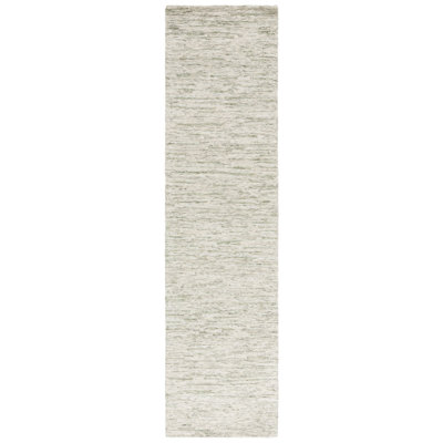 Vasyl Ebony Hand Tufted Wool Cotton Abstract Rug in Green/Ivory