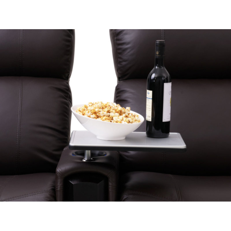 Upholstered Home Theater Seating with Cup Holder, Luxe Espresso, Manual