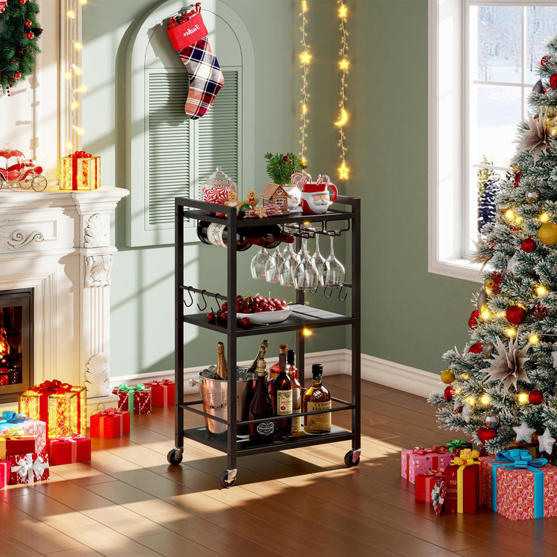 Metal Bar Cart, Matte Black