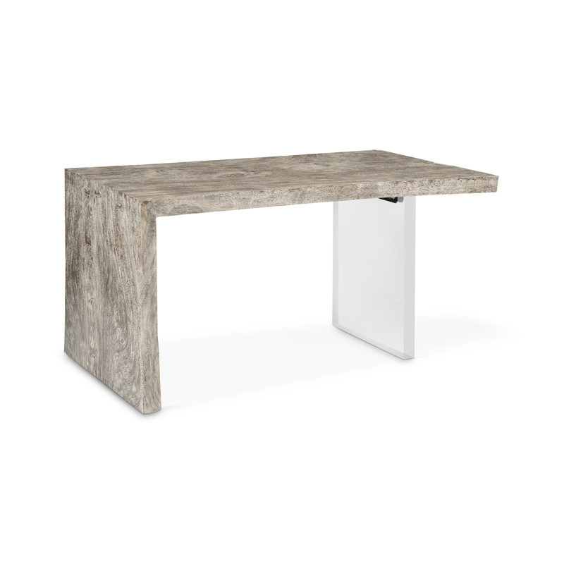 Waterfall Solid Wood Desk, Gray