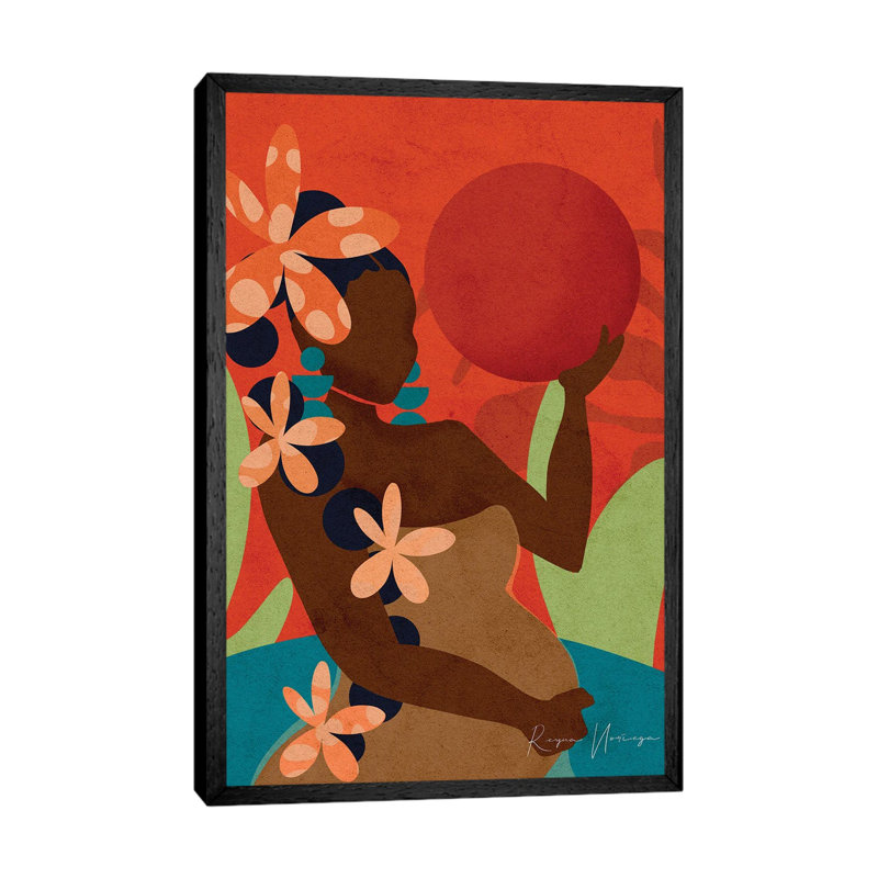 Mama Virgo by Reyna Noriega - Painting on Canvas, 101.6 cm H x 66.04 cm W, Black Framed Canvas