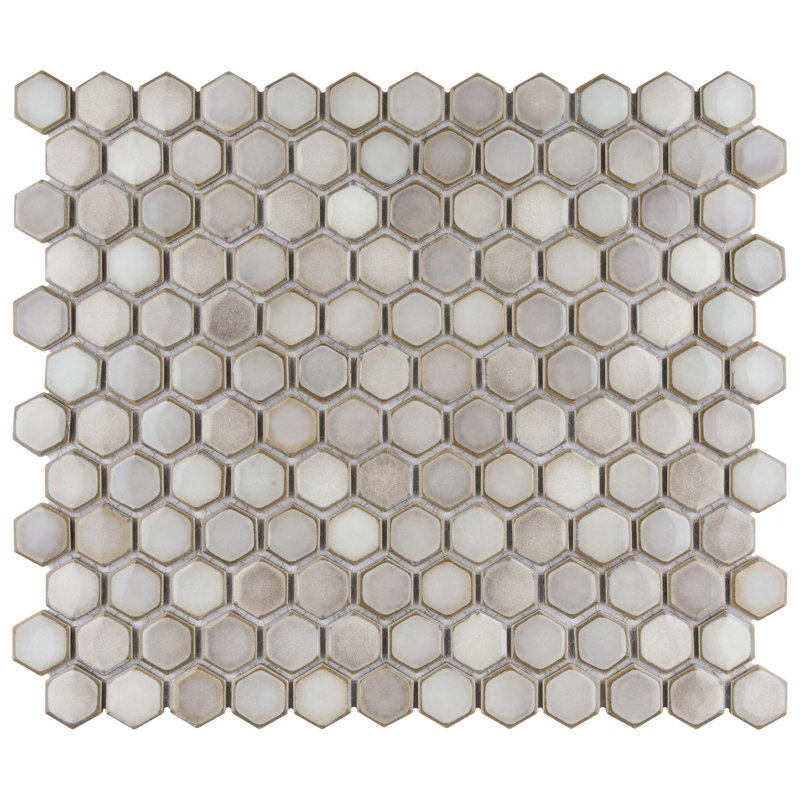 Carreau de mosaïque en porcelaine Merola, Gris colombe