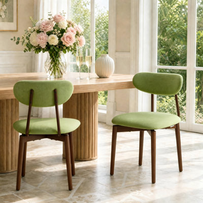 Modern 2-Piece Curved Back Upholstered Dining Chair Set