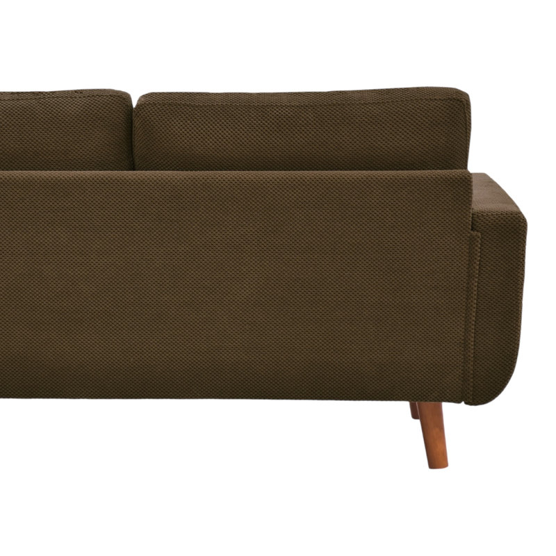 65" Nubby Upholstery Fabric Square Arm Loveseat, Brown Polyester