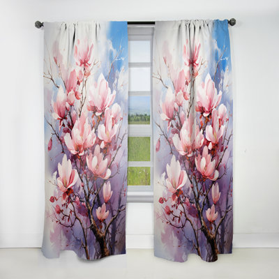 Magnolias Are Depicted With Bold Vibrant Serenity - Magnolias Room Darkening Curtain - 1 Panels