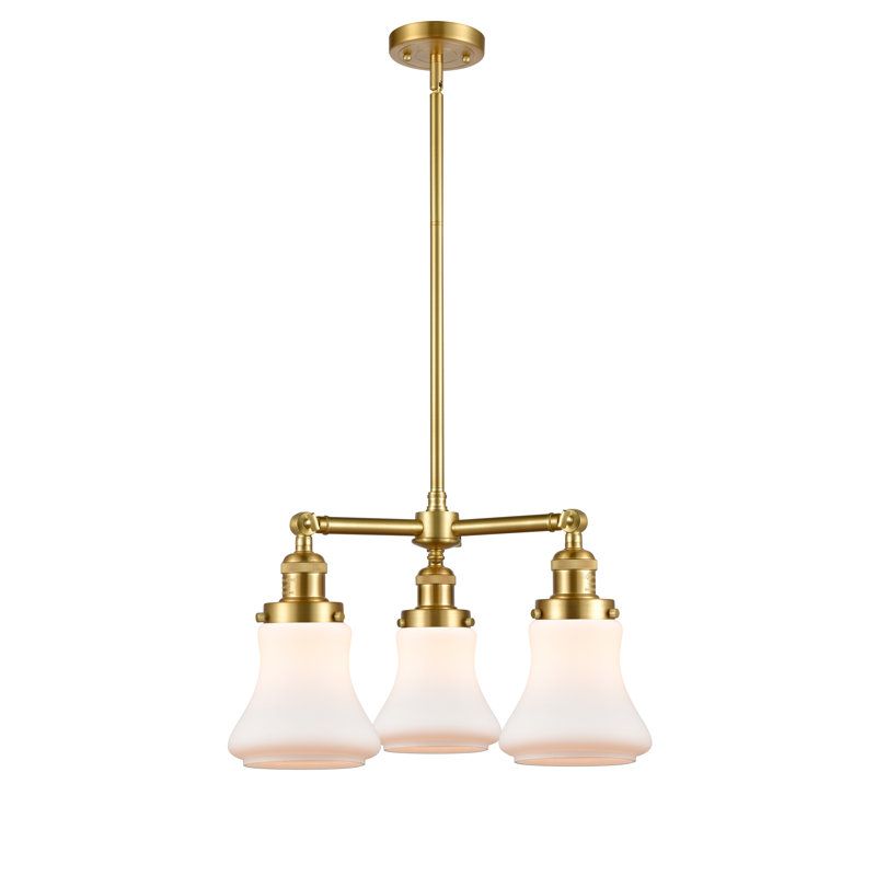 Lustre classique à 3 lumières Edda, Chrome poli, Blanc mat, Ampoule DEL 6 watts Vinage