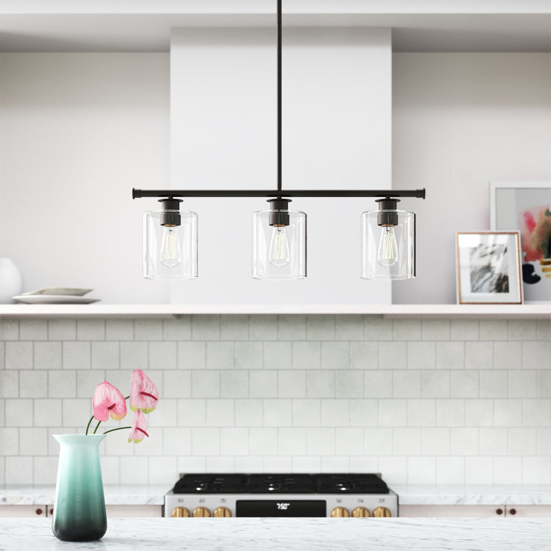 Luminaire suspendu pour îlot 3 lumières Nadeau, Noir