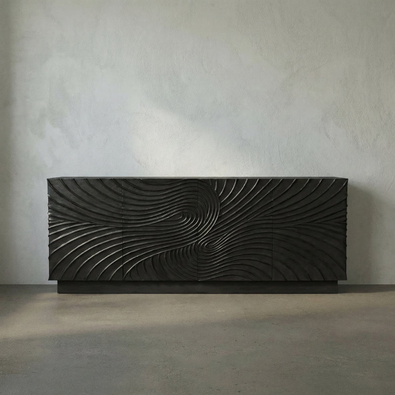 Cavalier 80'' W Solid Wood Sideboard, Black