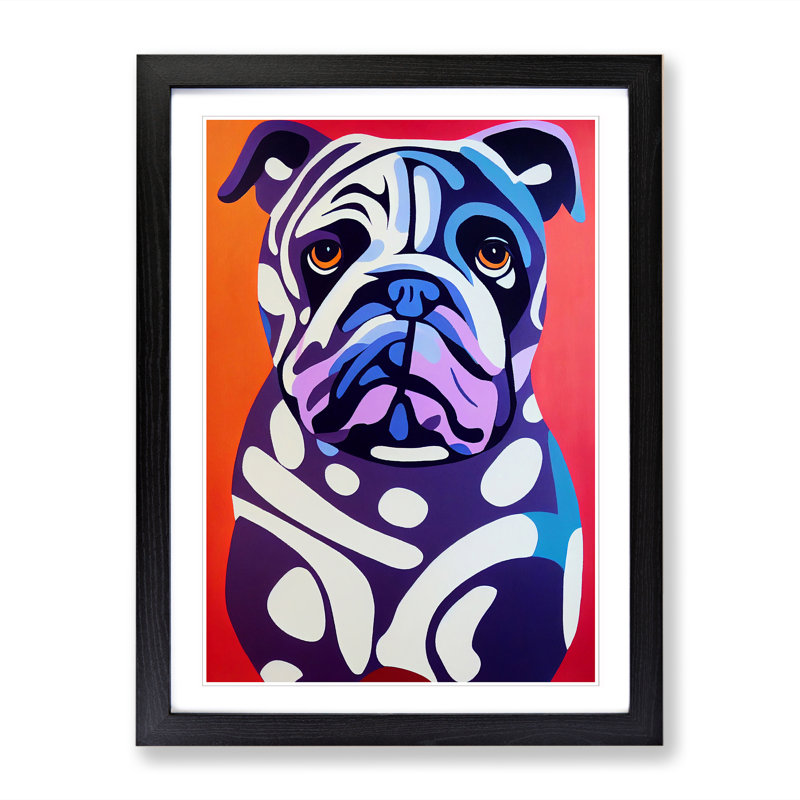 British Bulldog Abstract Vol.2 - Framed Print, 64cm H x 46cm W, Oak Framed