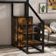 Lit mezzanine avec bureau, support de rangement et zone de charge intégrée pour les petites chambres, centre noir, cloisons de garde-robe réglables
