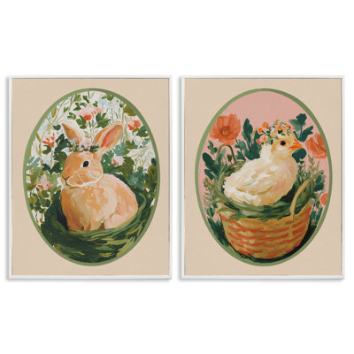Bloom Nest Animals 2pc Framed Giclee Set, design by Yen